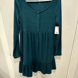 SO Teal Textured Casual Dress